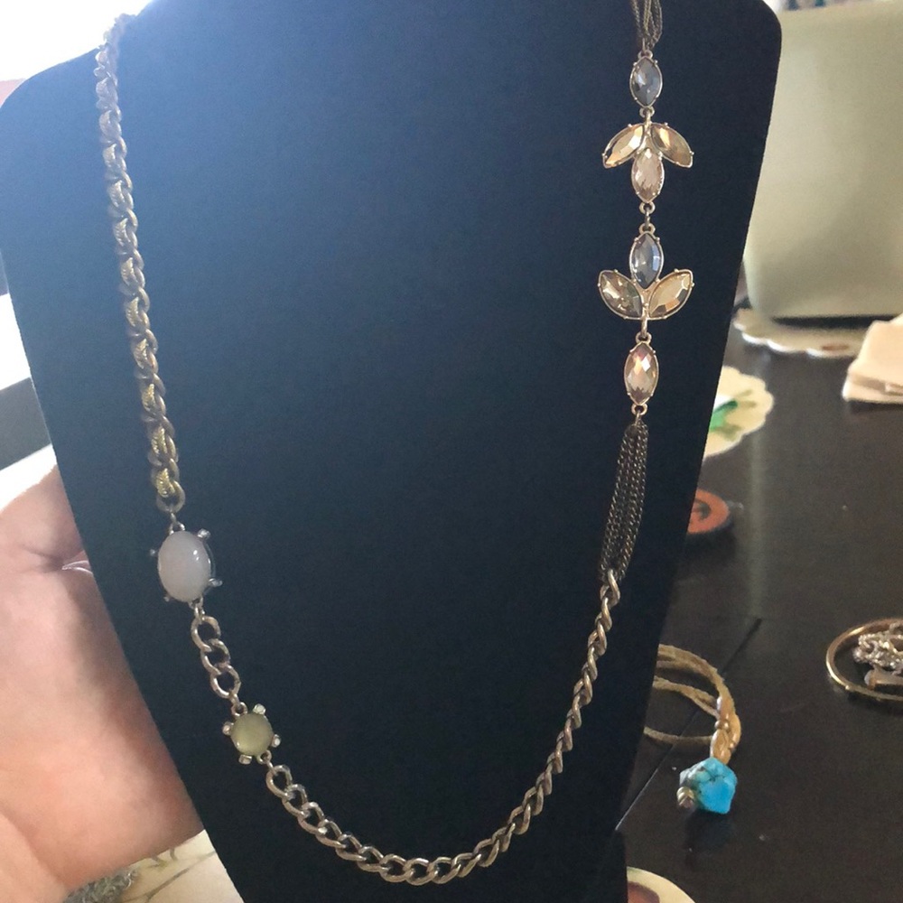 LOFT multi chain/pendant textured fashion necklace